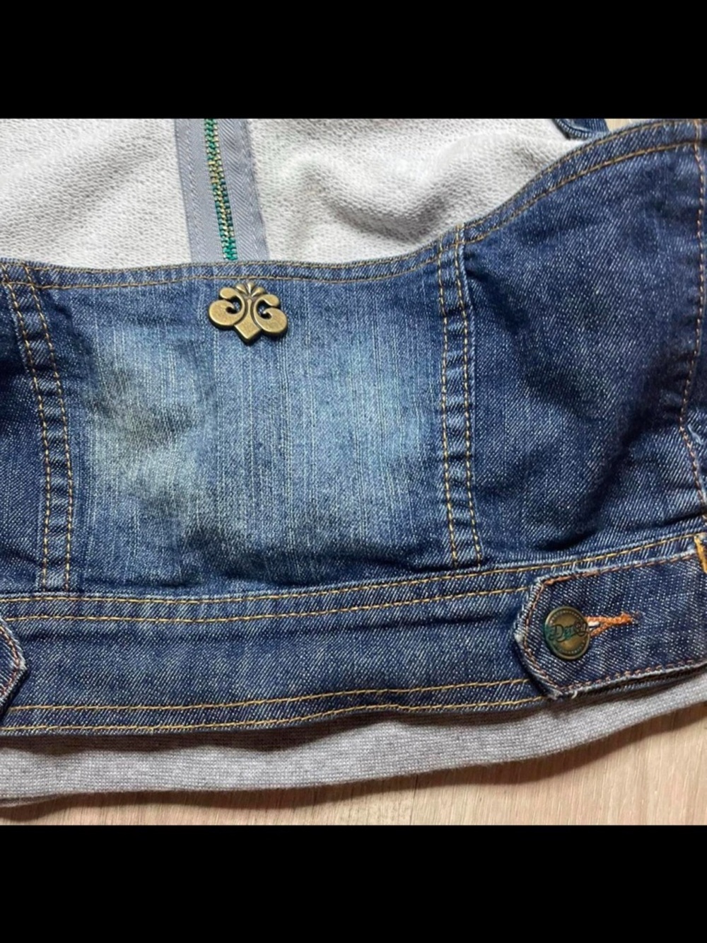 Jean denim gilet cropped vest grey hoodie - Picture 4 of 6